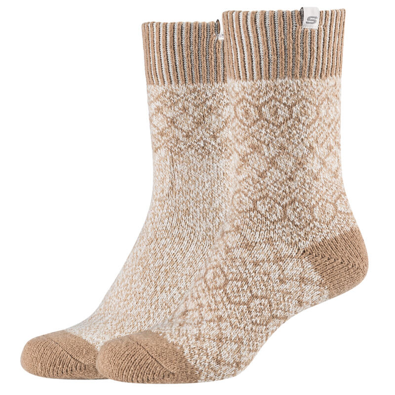 Női zokni, Skechers 2PPK Wm Casual Cozy Jacquard Socks, bézs