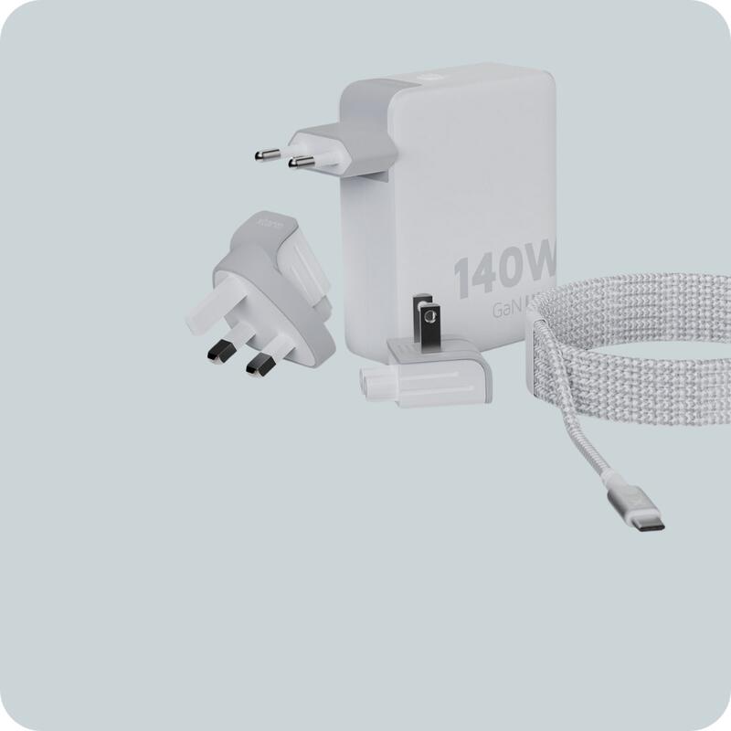 XTORM Ładowarka turystyczna 140W GaN +kabel USB-C PD biała