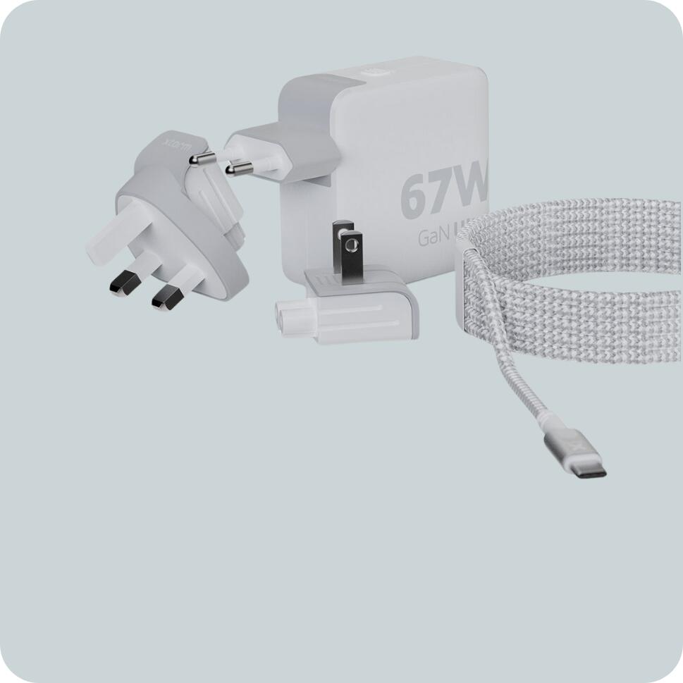 XTORM Ładowarka turystyczna 67W GaN +kabel USB-C PD biała 5/7