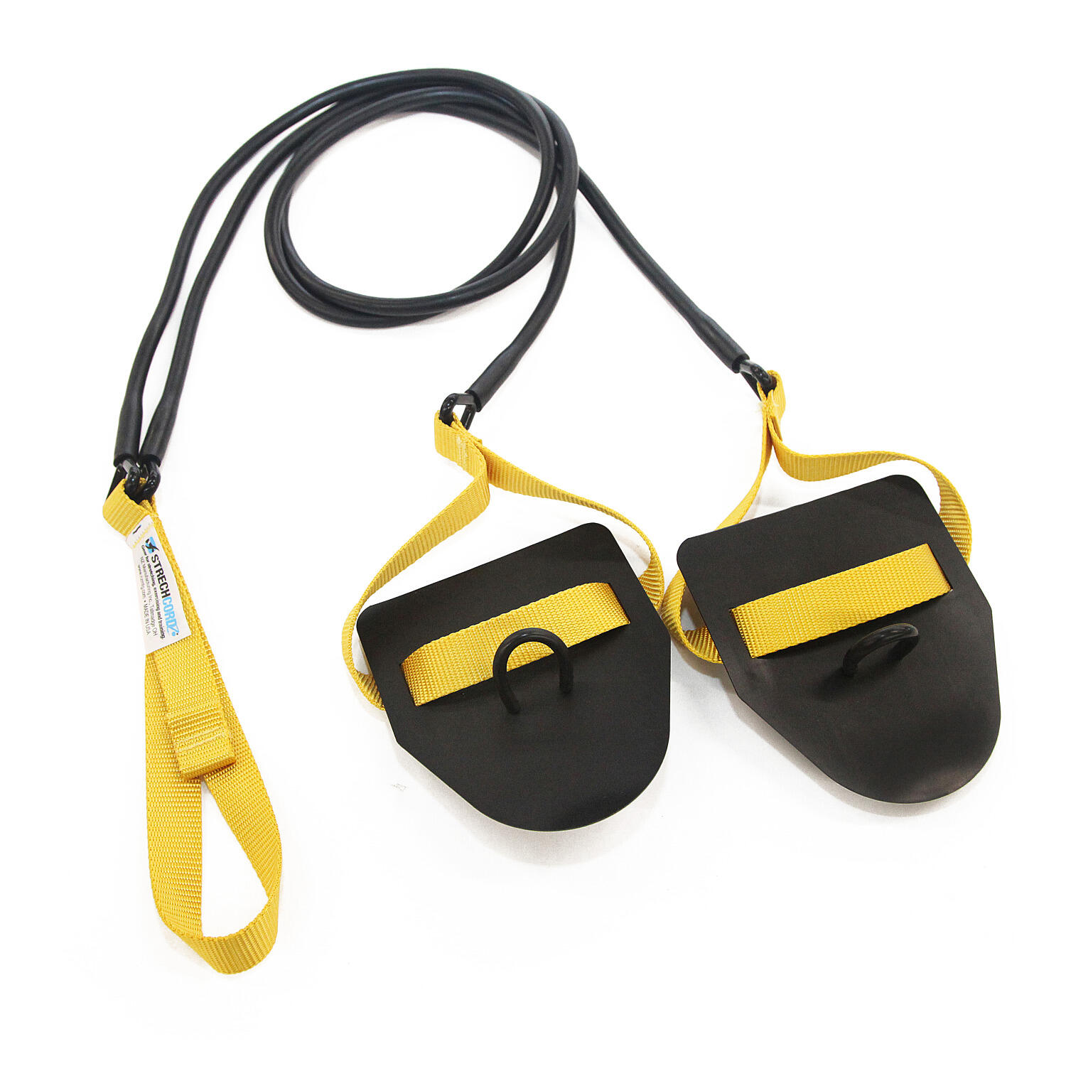 STRECHCORDZ StrechCordz Zugseil mit Handpaddel, Gelb, Zugstärke 2,2–6,3 kg