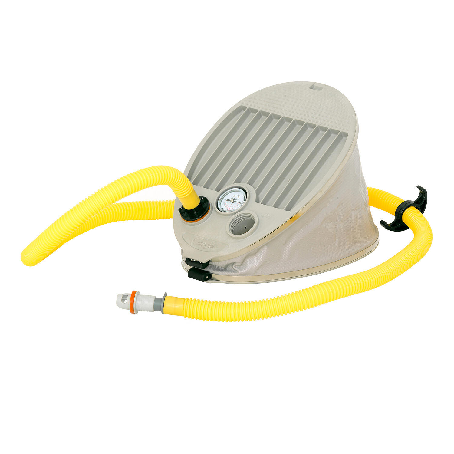 Fußpumpe mit Manometer Turnen Unisex Grau-Gelb 3/4