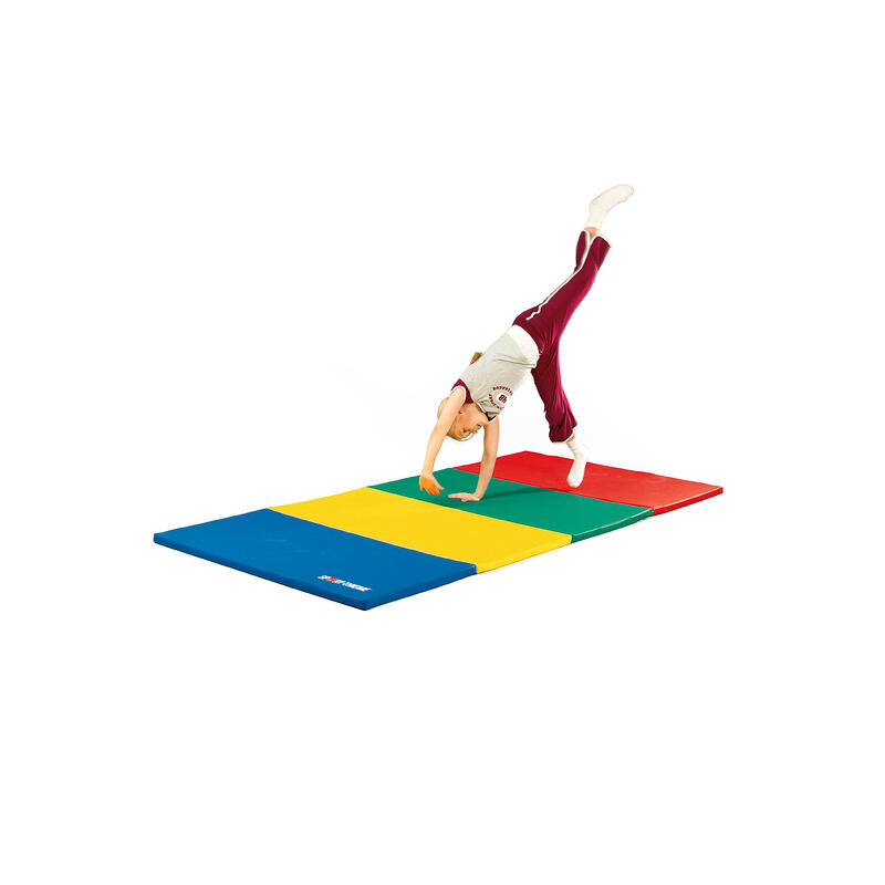 Sport-Thieme Tapis pliables « Basic », 240x120x3 cm, Bleu-jaune-vert-rouge