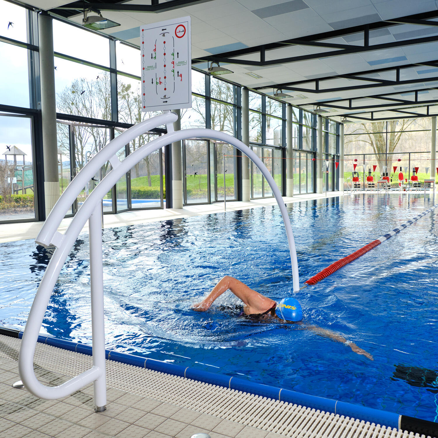 Sport-Thieme "Competition" swim lane, 25 m, With ø 50 sleeves