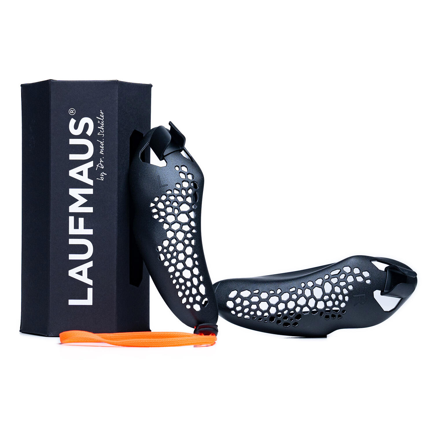 LAUFMAUS Run Trainer by Dr. med. Schüler Black with orange ribbon Small Leichtathletik