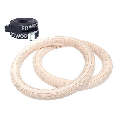 Turnringe-Set Ulpu Weißes Holz, schwarzes Band Turnen Unisex