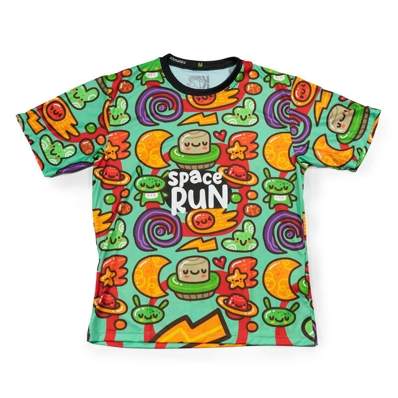 Camiseta de running MANGA CORTA #SPACERUN verde - HOMBRE (tallas S-M-L-XL-2XL)