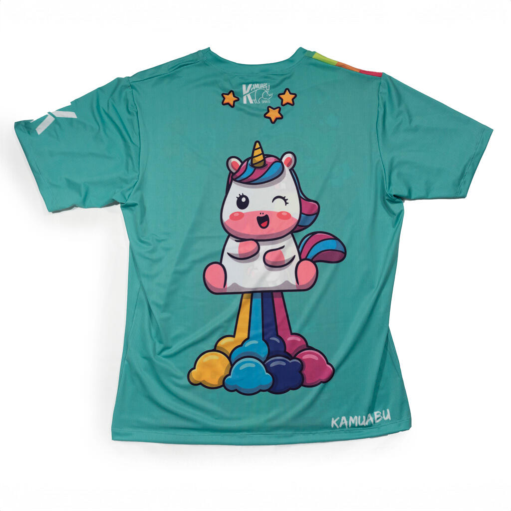 Camiseta de running MANGA CORTA #UNICORNIO Aguamarina - MUJER tallas XS-S-M-L-XL 2/6
