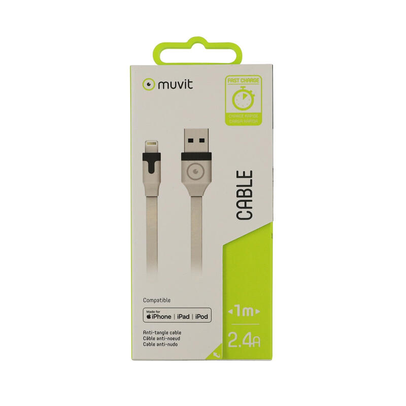 muvit cable USB-Lightning MFI 2.4A 1m blanco