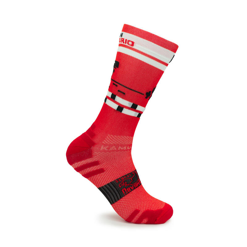 RUNOSAURIO CANE 1 THREAD Running Socks rood/witte kleur - UNISEX (36-41 / 42-46)