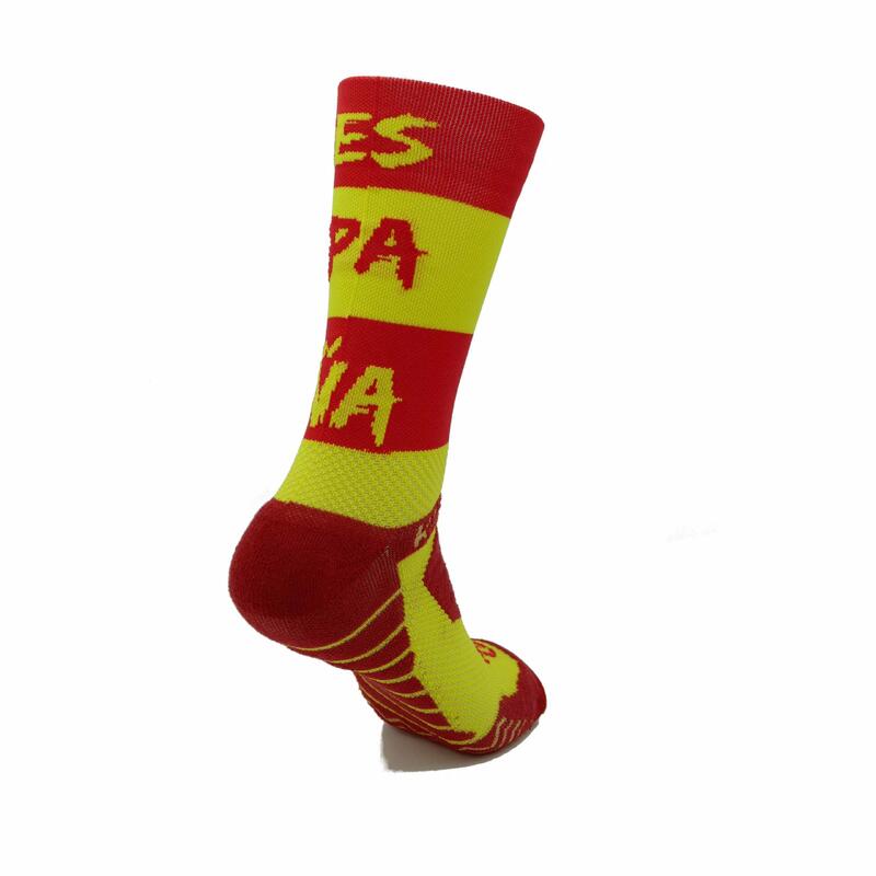 Calcetines #ESPAÑA CAÑA 2 HILOS Running - rojo/amarillo - UNISEX (36-41 y 42-46)