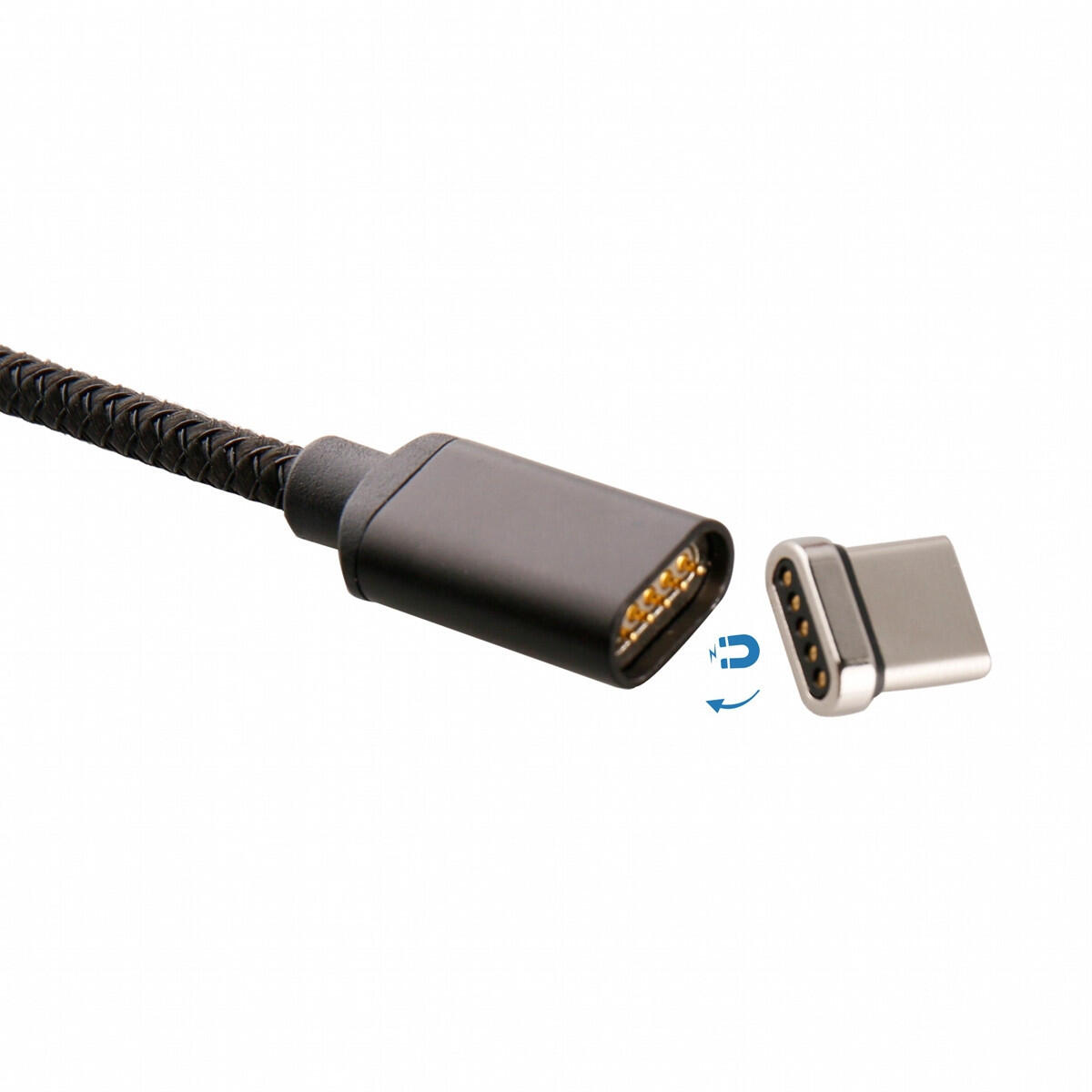 muvit cable USB-Tipo C 2A conector magnético 1,2m negro 3/5