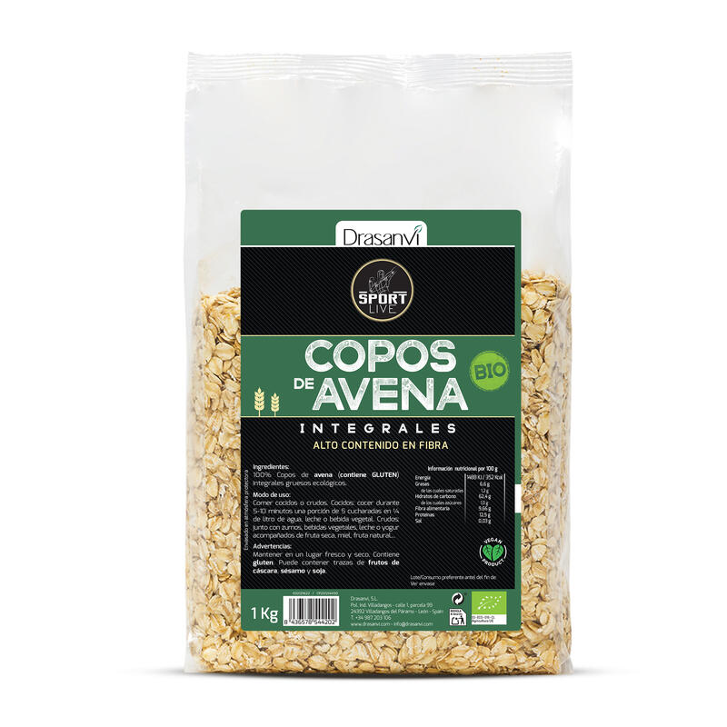 Copos Avena Gruesos Integrales BIO Sport Live - 1Kg - DRASANVI