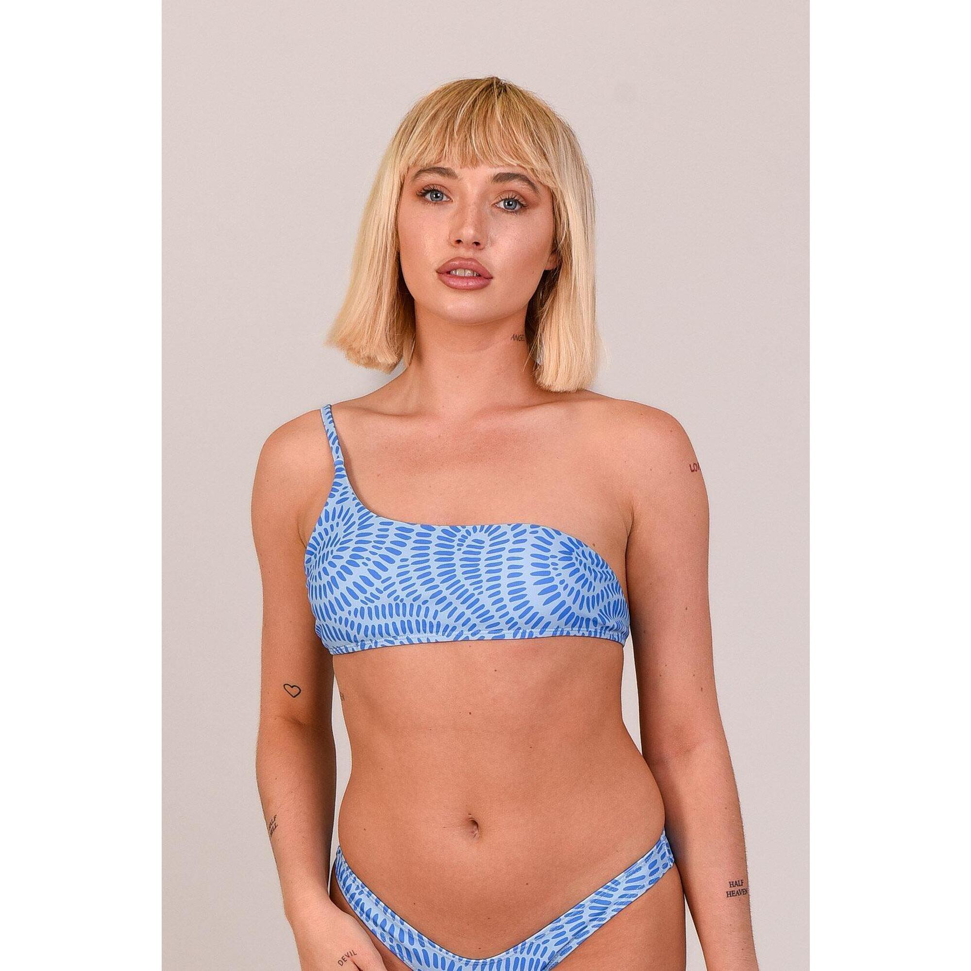 Oosc - Haut De Bikini Marocain Épaules Dénudées Bleu Polyester Recyclé - Haut De Maillot De Bain (bikini) - Bleu - Decathlon