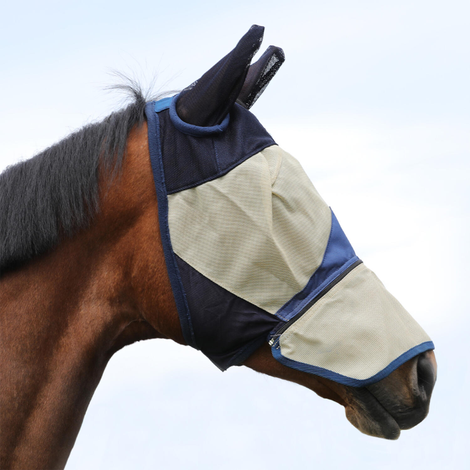 UMBRIA EQUITAZIONE Maschera antimosche PVC con copriorecchie chiusura in velcro e zip