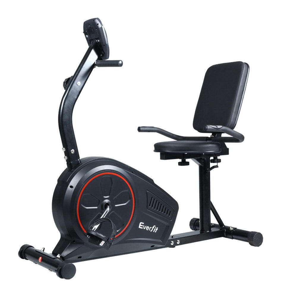 Everfit Magnetic Recumbent Exercise Bike Fitness Trainer Home Gym - Black