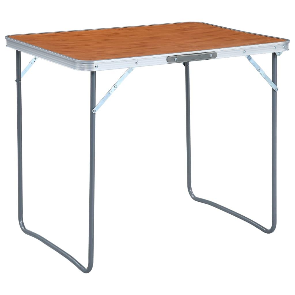 Foldable Camping Table with Metal Frame 80x60cm