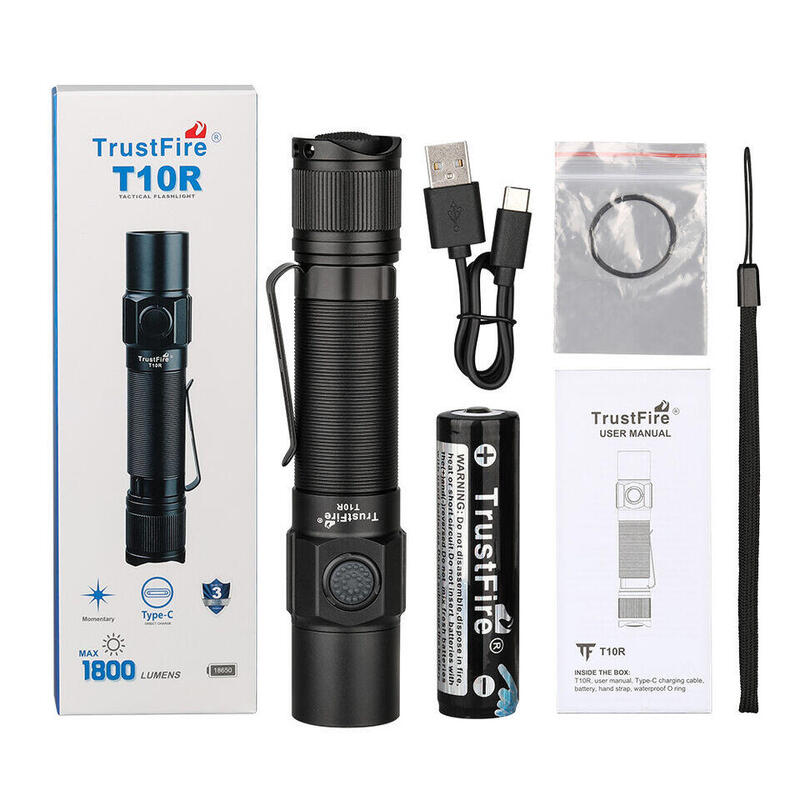 Lanternă tactică Trustfire T10R, LED reîncărcabilă tip C puternică, 1800 lm