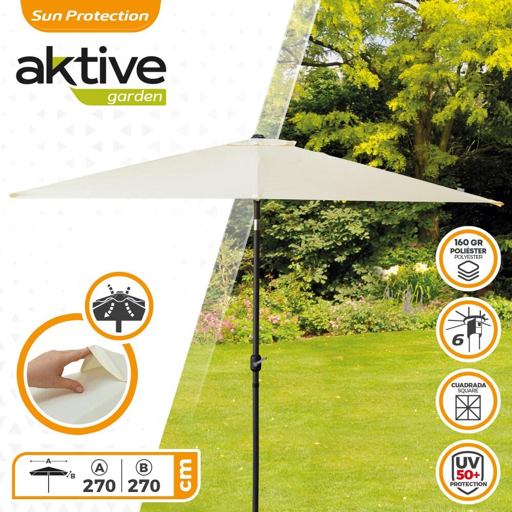 Parasol de jardin carré 270x270 cm inclinable Aktive 2/7