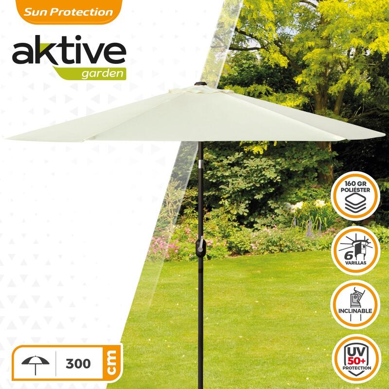 Guarda-chuva para terraço e jardim Ø300 cm com proteção UV50 Aktive