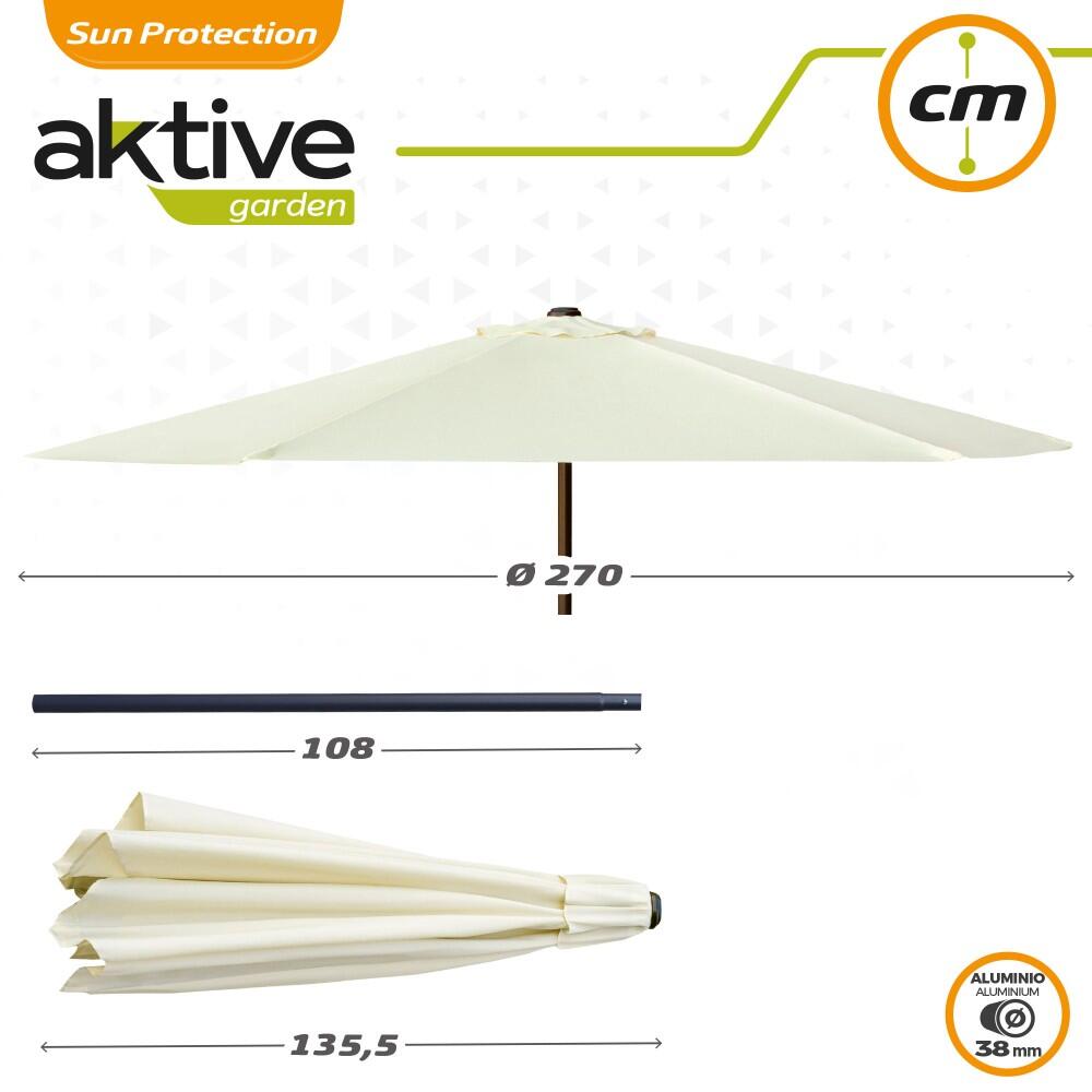 Parasol de jardin hexagonal Ø270 cm avec système de poulie double Aktive 4/7