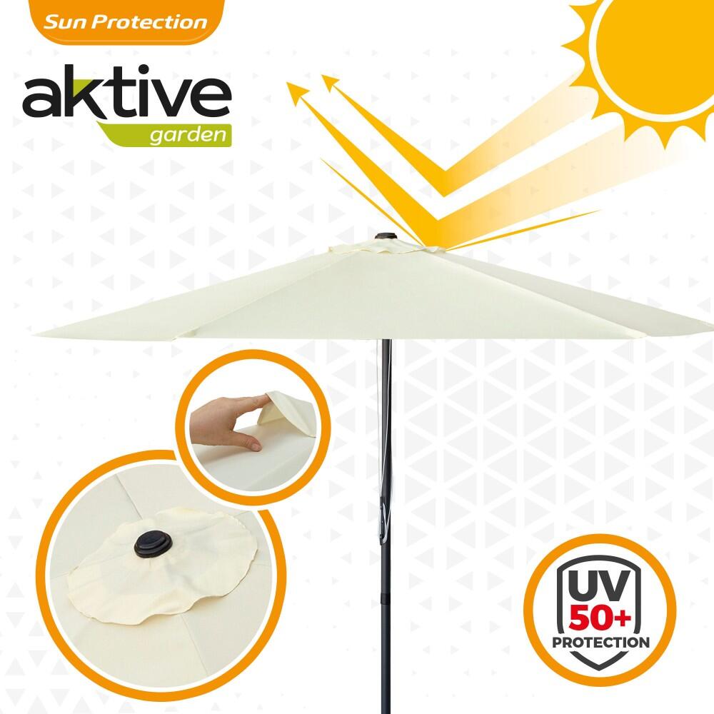 Parasol de jardin hexagonal Ø270 cm avec système de poulie double Aktive 3/7