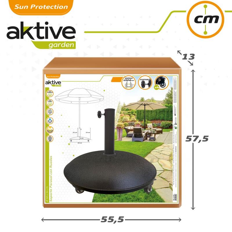 Soporte parasol  circular cemento con ruedas Aktive Garden
