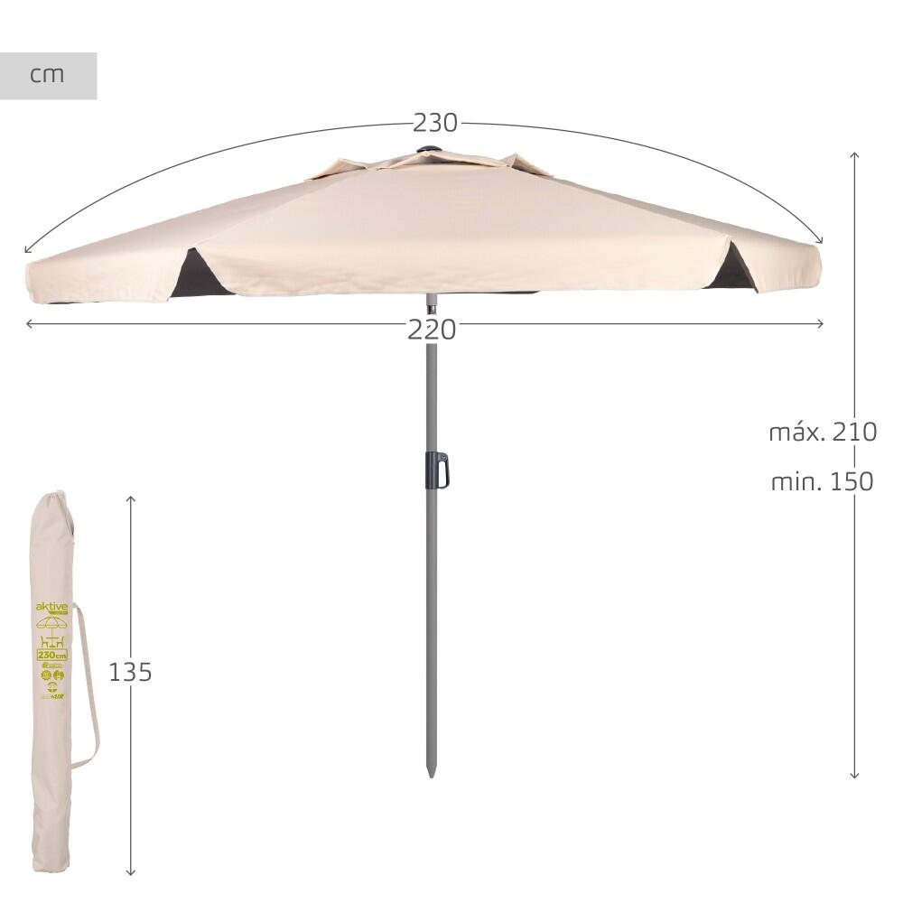 Aktive Grand parasol de jardin hexagonal inclinable coupe-vent ivoire 230cm UV50 4/7