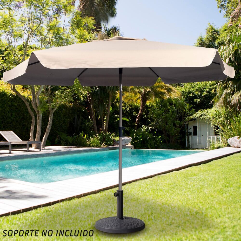 Aktive Grand parasol de jardin hexagonal inclinable coupe-vent ivoire 230cm UV50 2/7