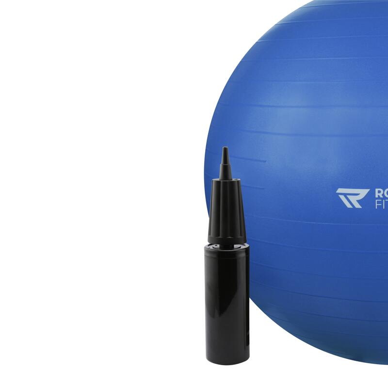 Palla da yoga con pompa - Palla da fitness - Blu - 65cm