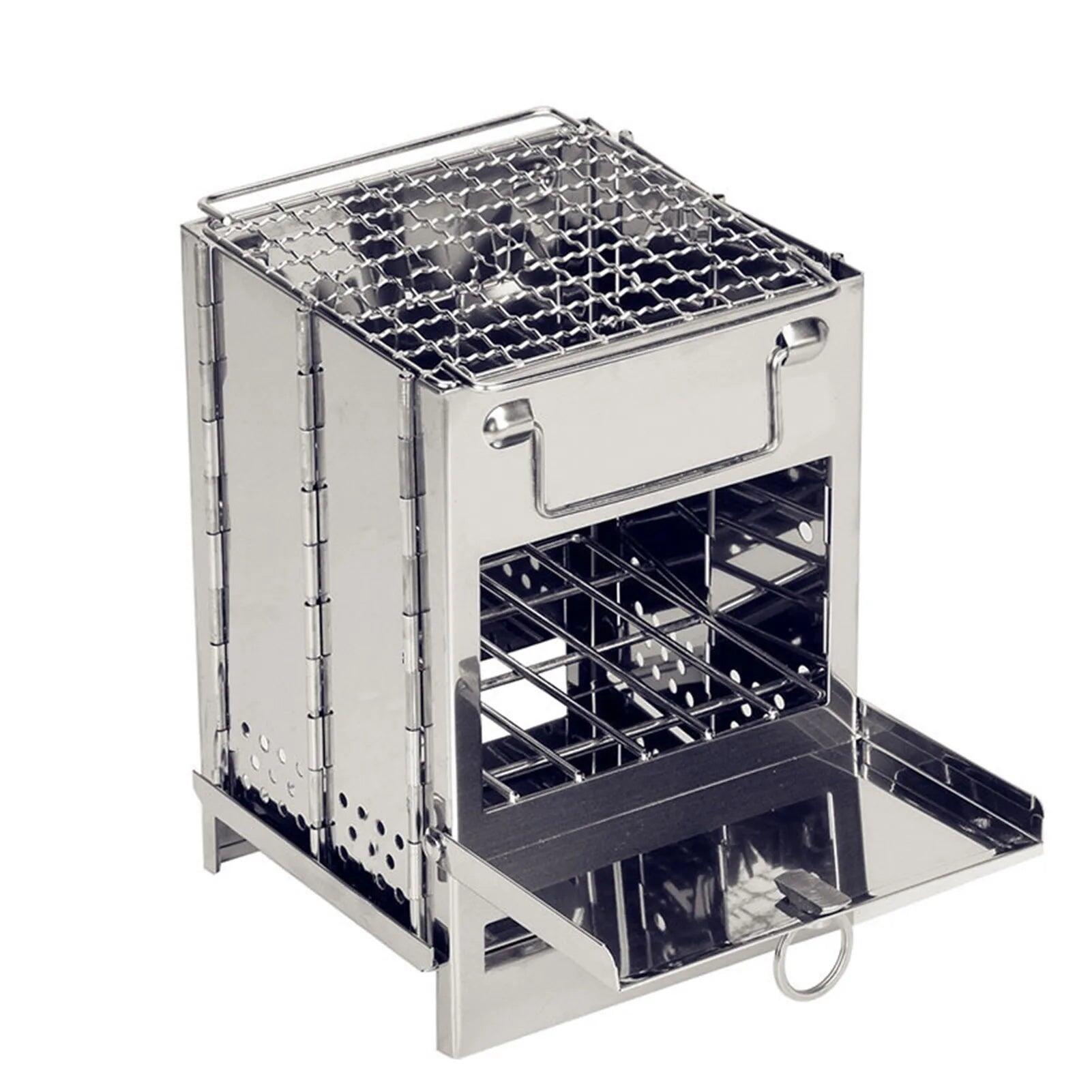 NNEOBA Foldable Stainless Steel Wood Stove Silver