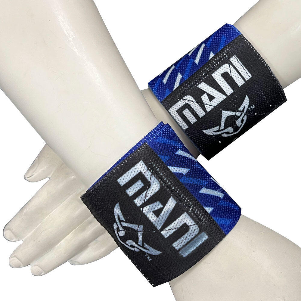 Wrist Wraps/Supports for Weightlifting - Blue and White