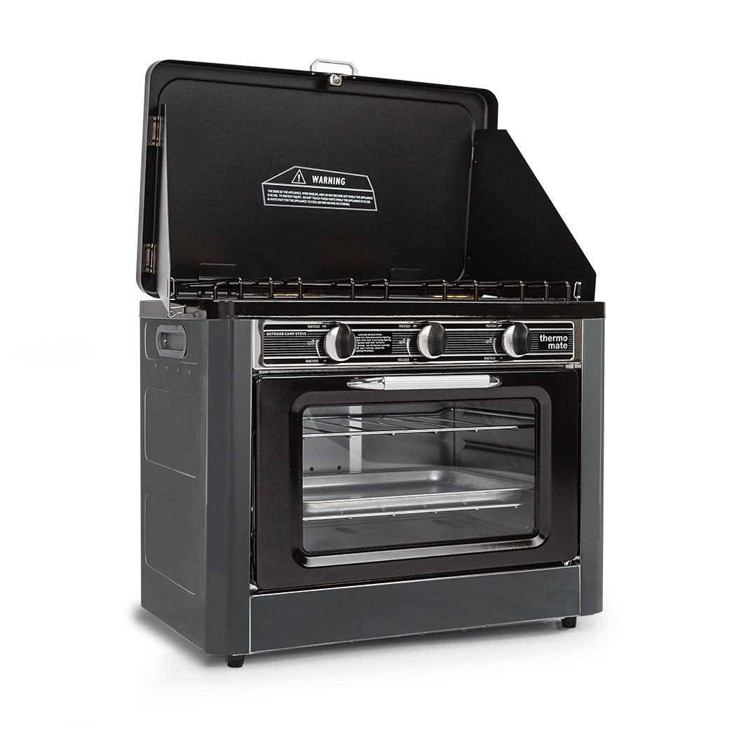 2 Burner Gas Portable Camping Oven Stove Combo