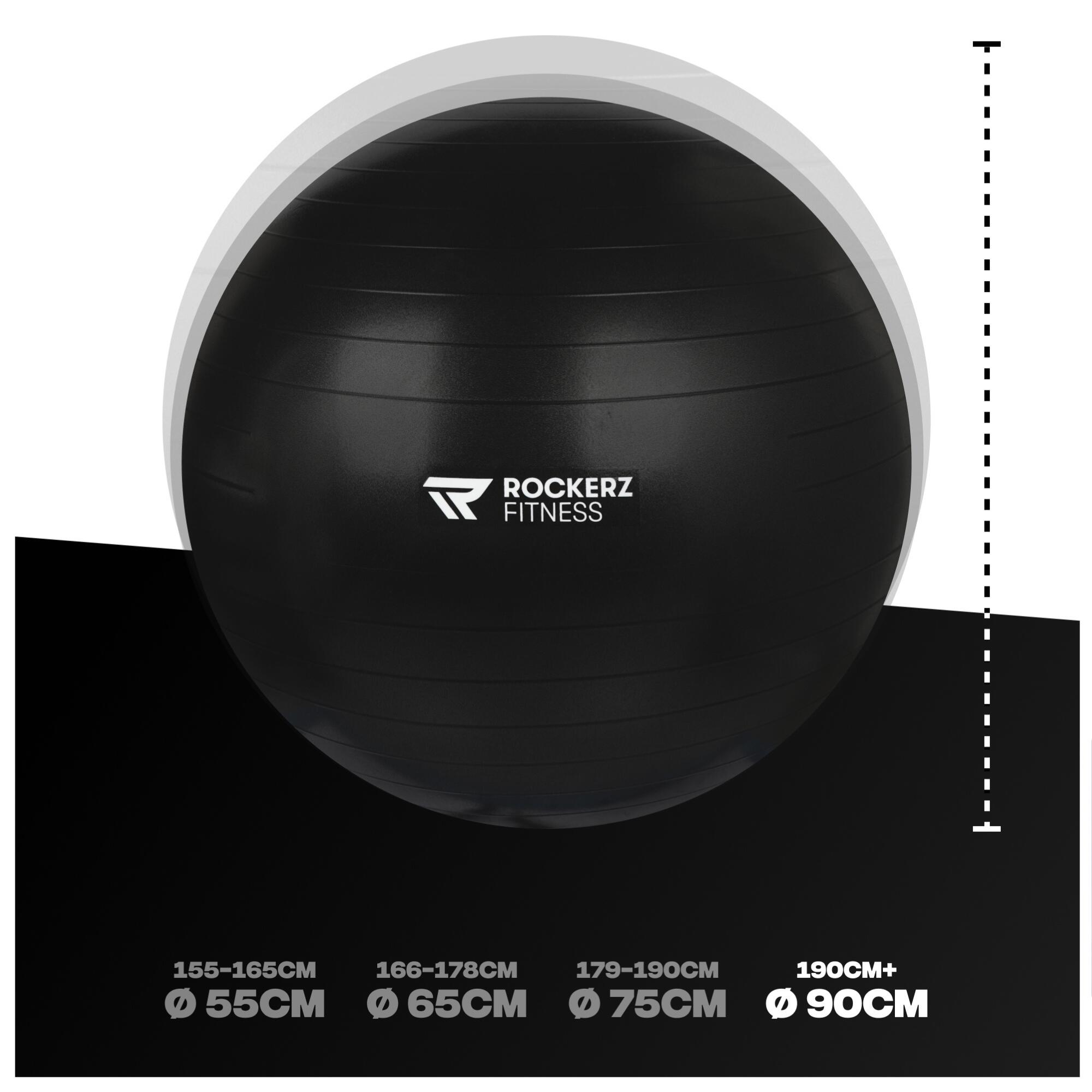 Fitness bal - Yoga bal - Gymbal - Zitbal - 90 cm - Kleur: Zwart 3/7