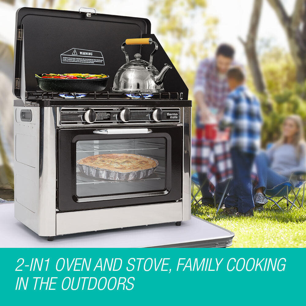 Burner Portable Camping Oven Cooking LPG Gas Stove Stainless Steel