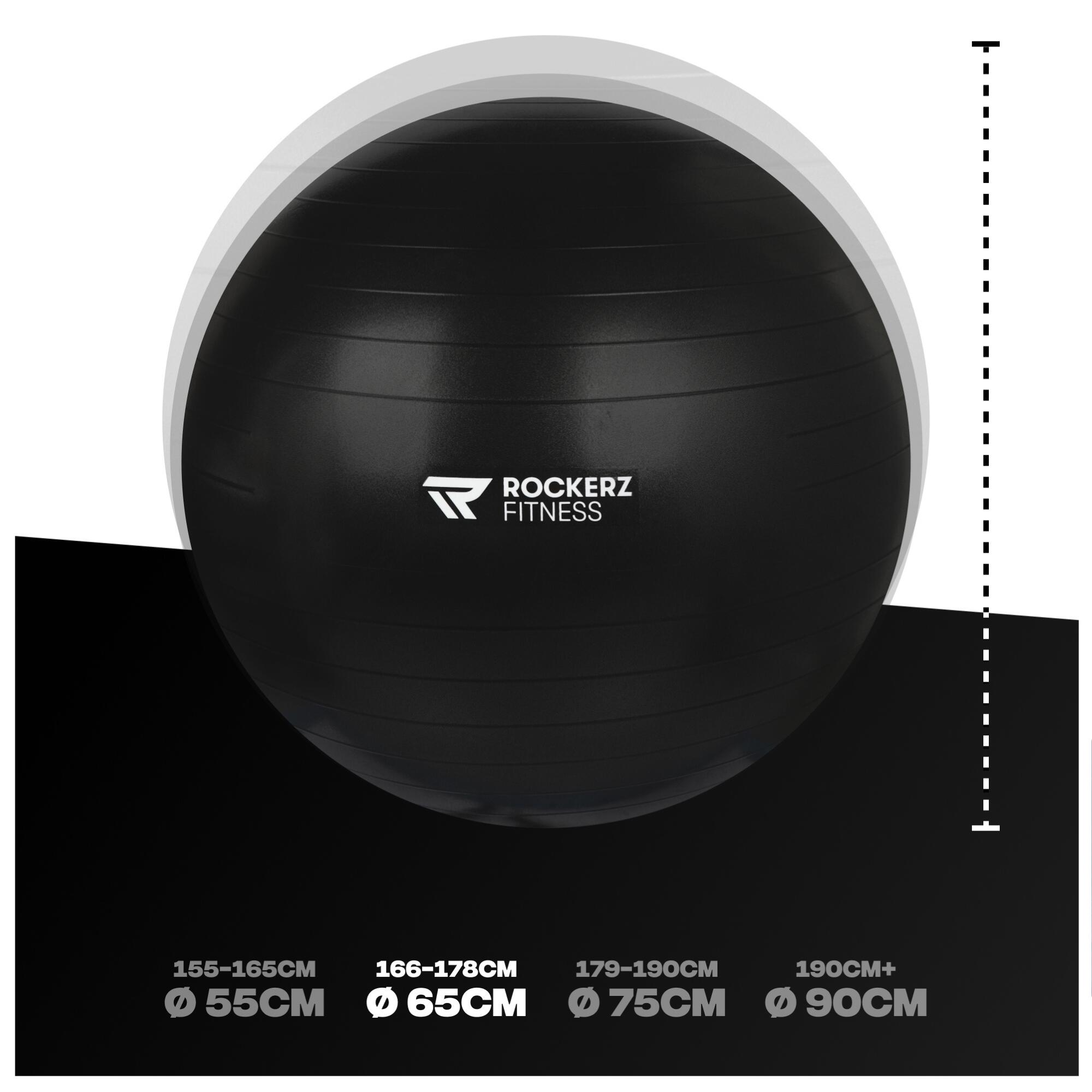 Ballon de yoga avec pompe - Ballon de Pilates - Ballon de fitness - 65cm - Noir 3/7