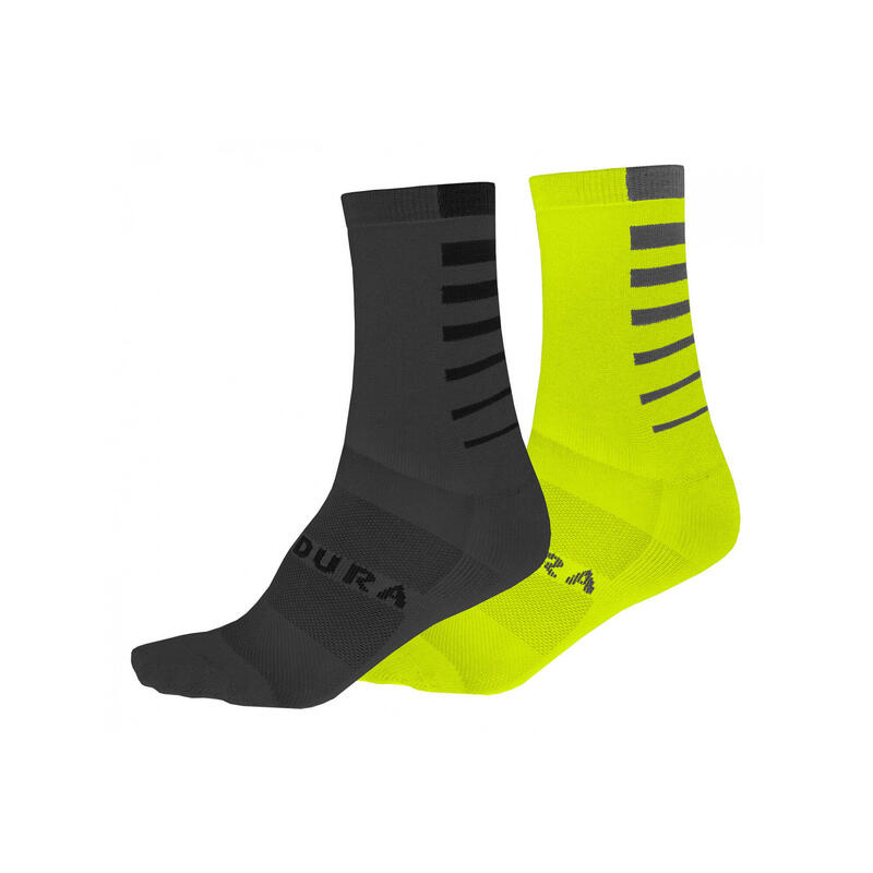 Calcetines Endura CoolMax Stripe 2-P Negro-Amarillo Talla 37-42