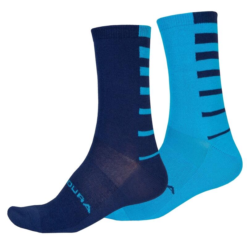 Calcetines Endura CoolMax Stripe 2-P Azul-Azul Claro Talla 37-42