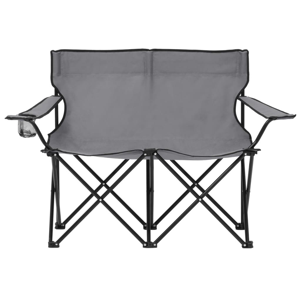 2-Seater Foldable Camping Chair Steel and Fabric