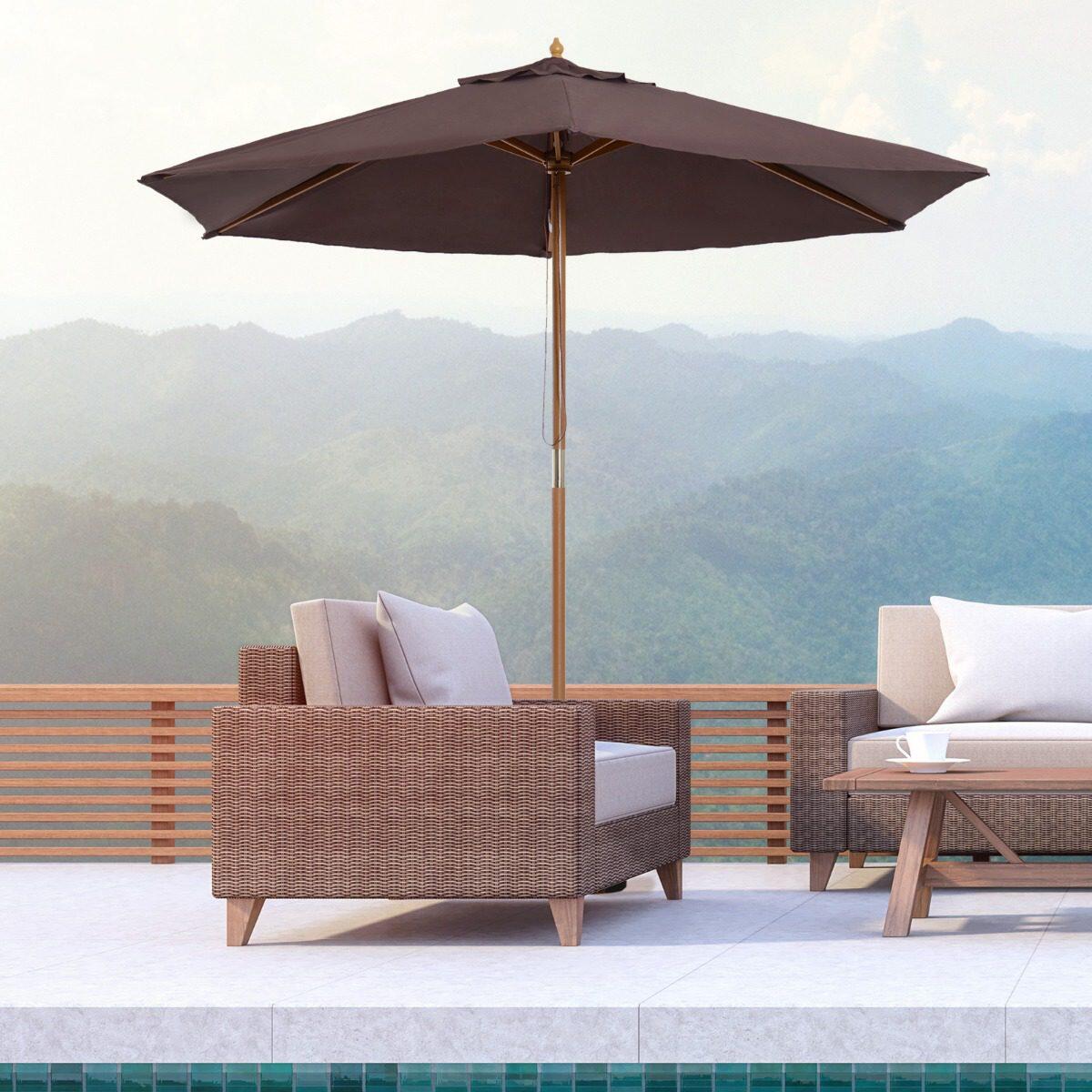 Chapéu de sol ø2,5x2,3 m marrom outsunny
