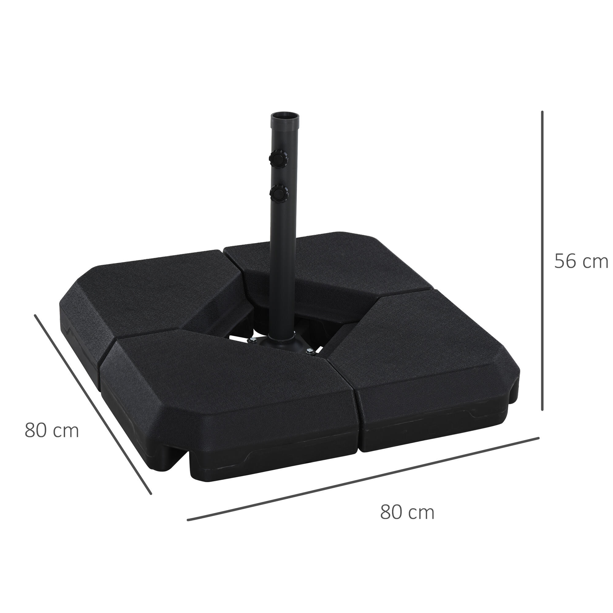 Base de Pesa para Sombrilla Outsunny 80x80x56 cm Negro 3/7
