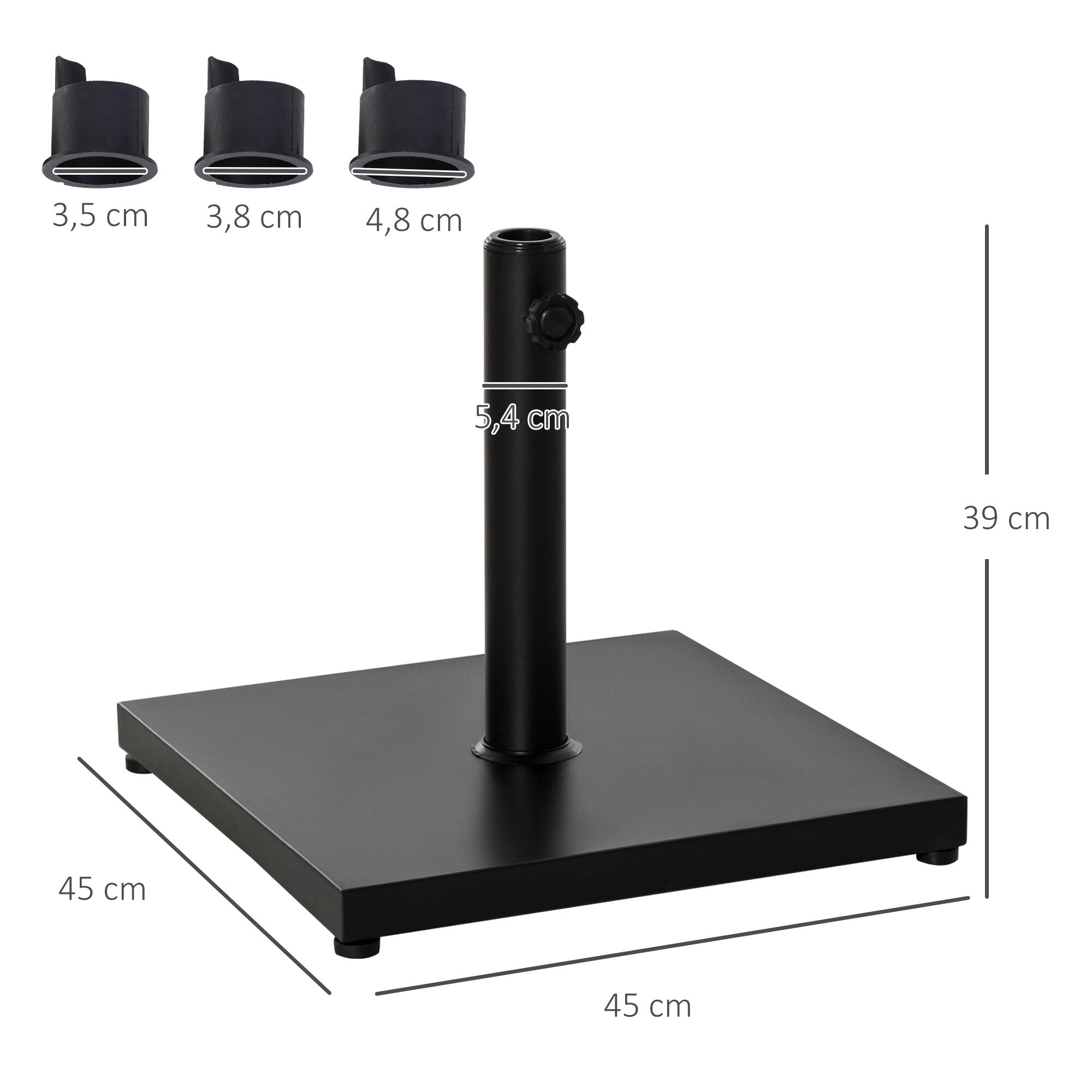 Base para Parasol Outsunny 45x45x39cm Negro 3/7