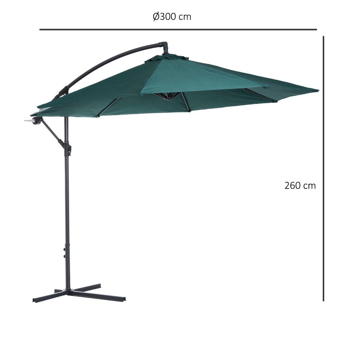 Chapéu de Sol Ø300x260cm Verde escuro Outsunny