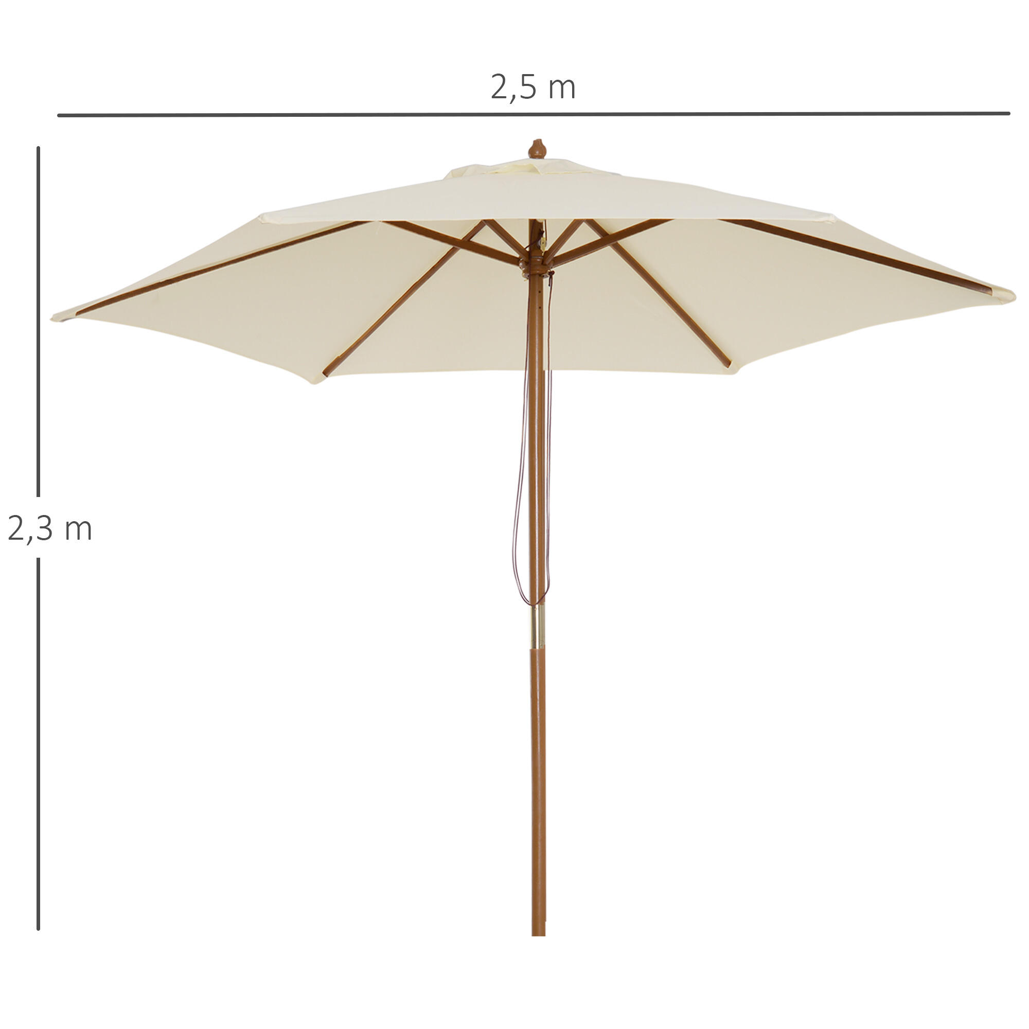 Parasol de camping Outsunny 250x250x230 cm Crema 3/8