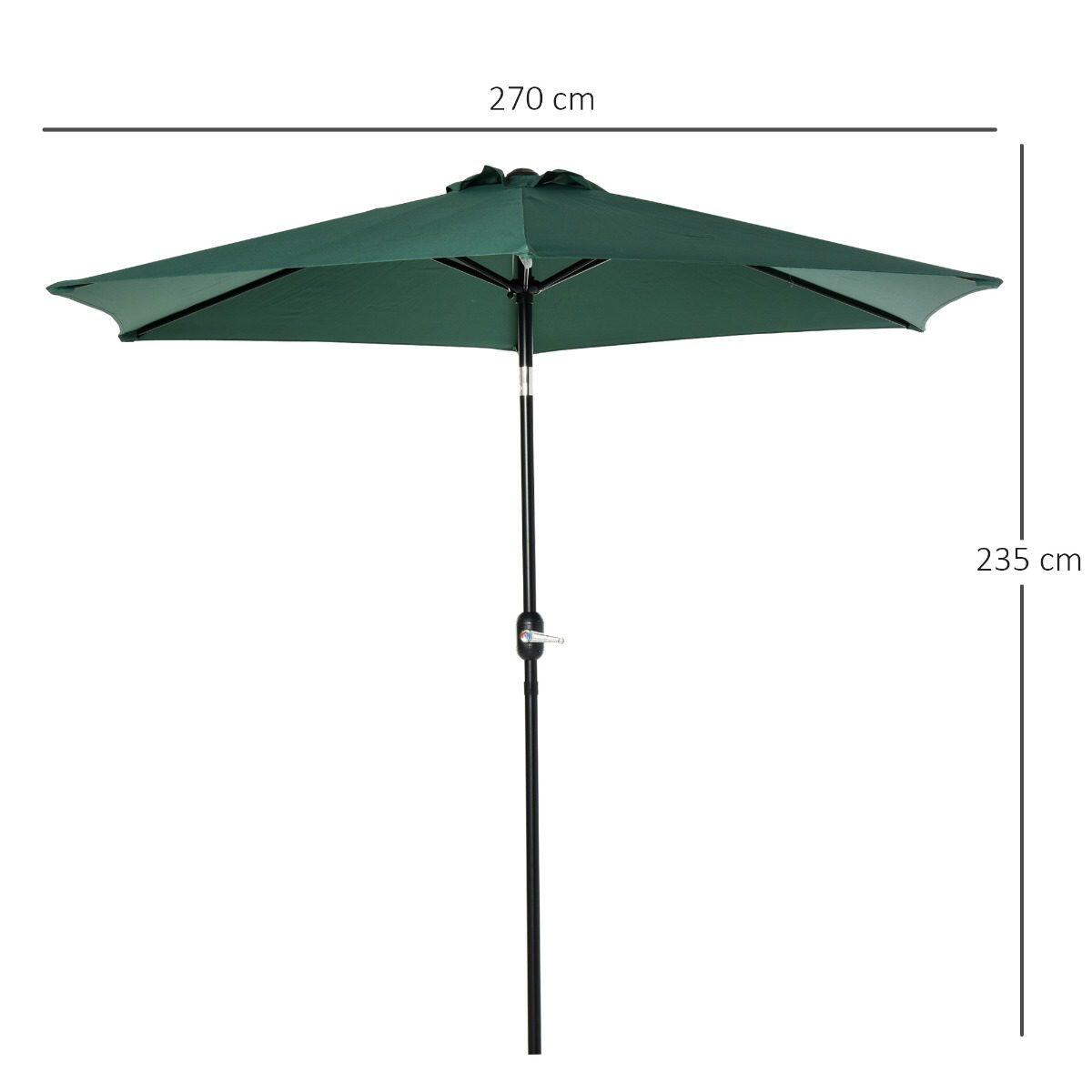 OUTSUNNY Chapéu de Sol de  270x270x235 cm Verde Outsunny