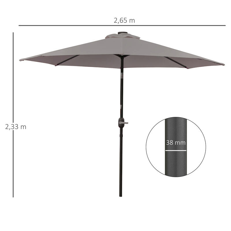 Sombrilla de Jardín Outsunny 265x265x233 cm Gris