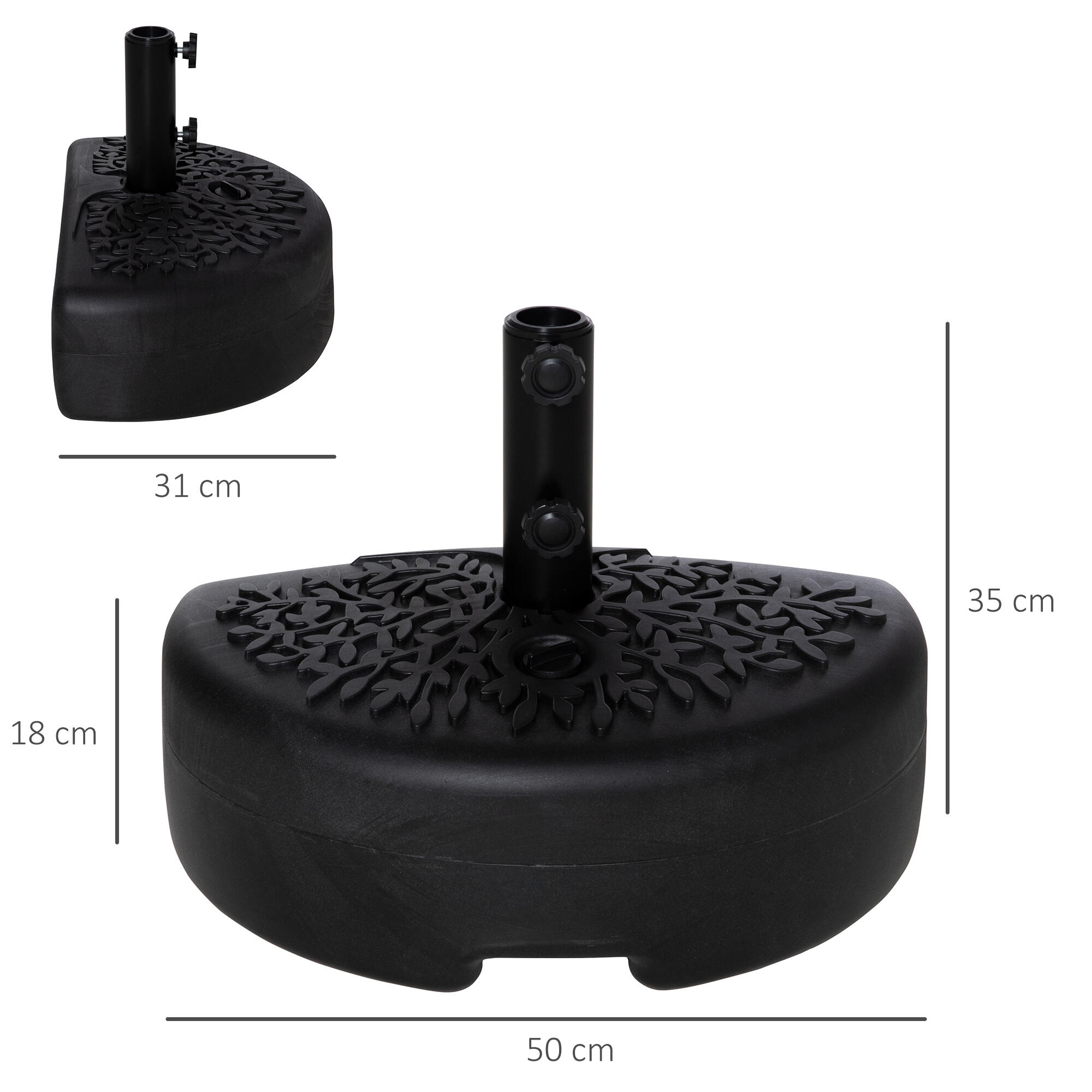 Base de Pared para Sombrilla Outsunny 50x31x18 cm Negro 3/7