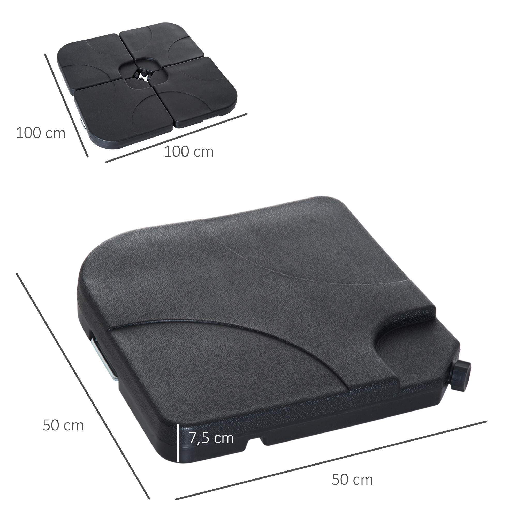 Base de Sombrilla Outsunny 50x50x7.5 cm Negro 3/7