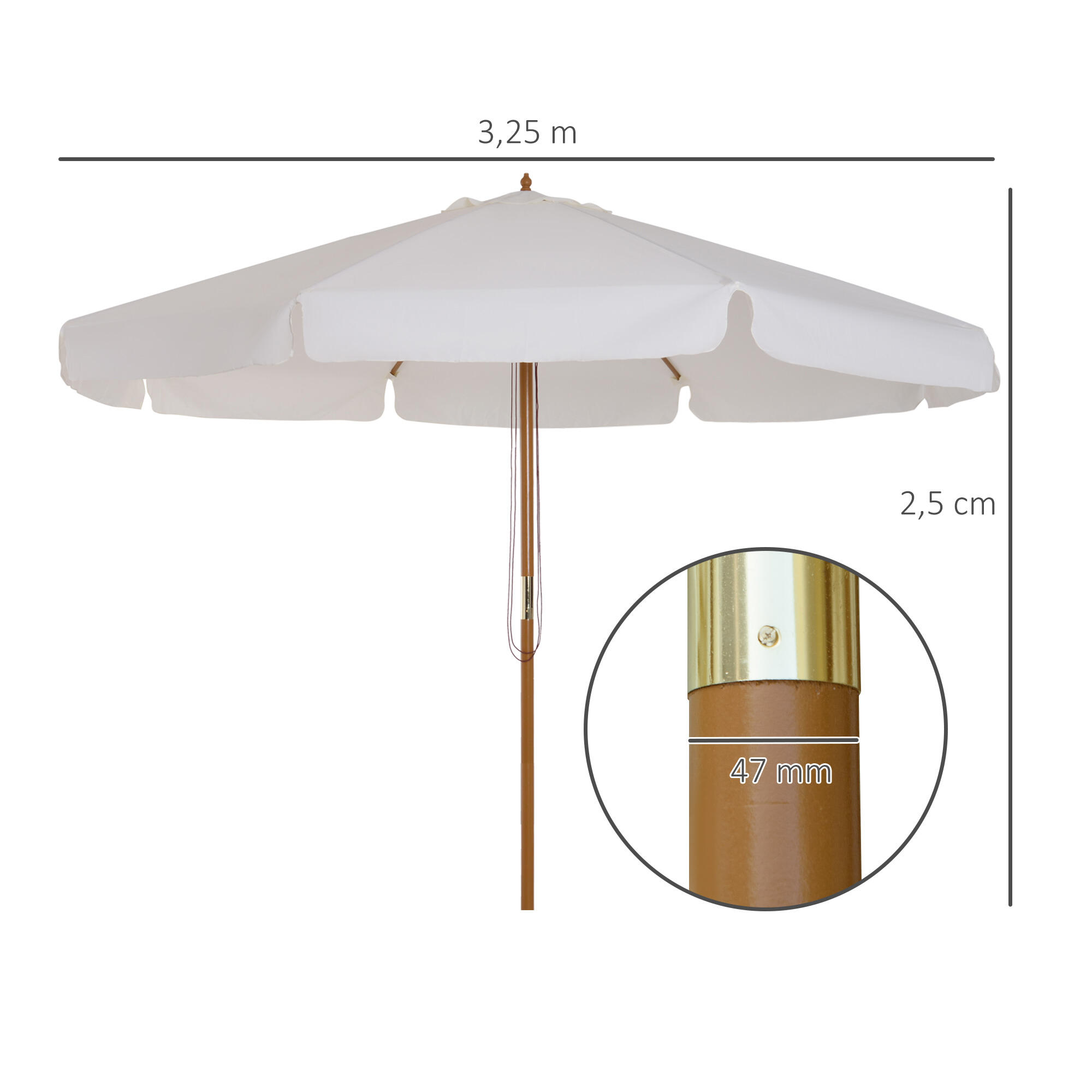Sombrilla de camping Outsunny 325x325x250 cm Beige 3/7