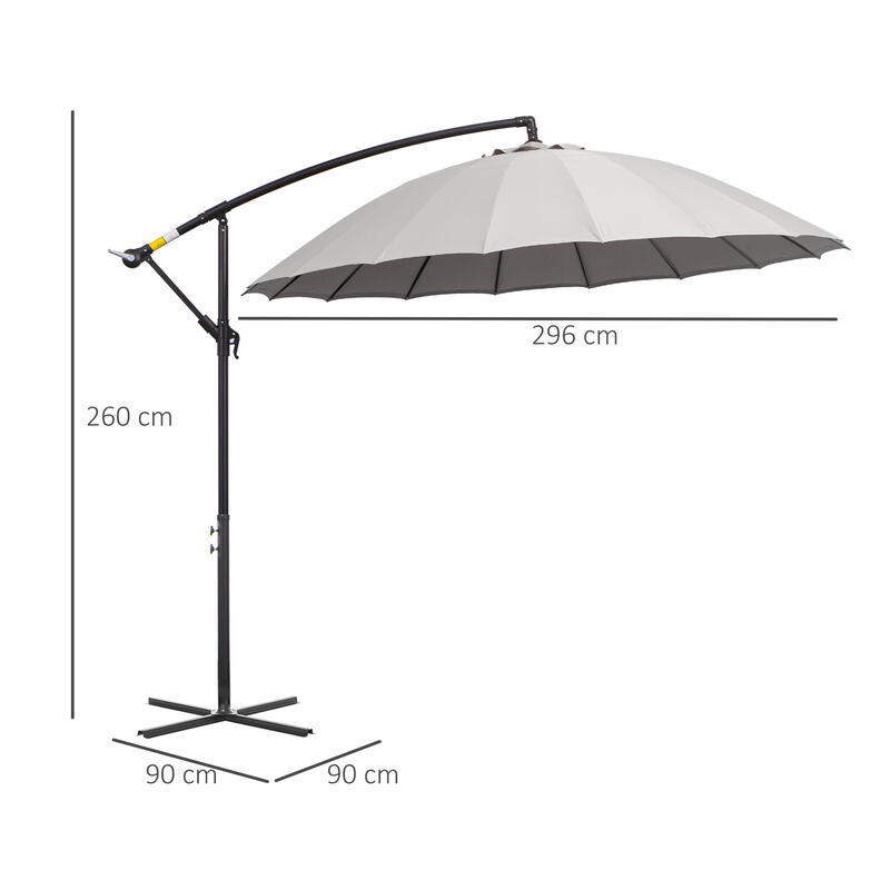 Sombrilla de Jardín Outsunny 296x296x260 cm Gris