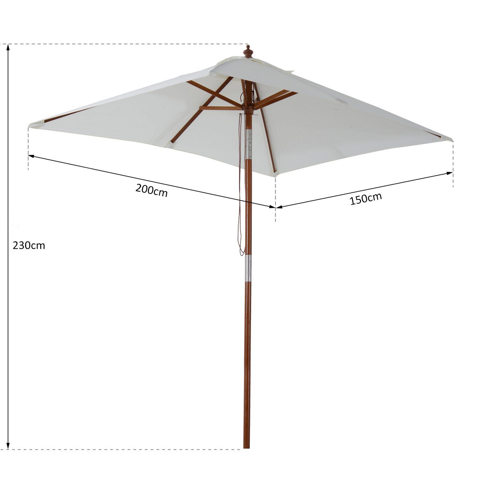 OUTSUNNY Chapéu de Sol de  200x150x230 cm Creme Outsunny